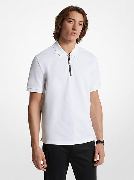 MK Cotton Half-Zip Polo Shirt - White - Michael Kors