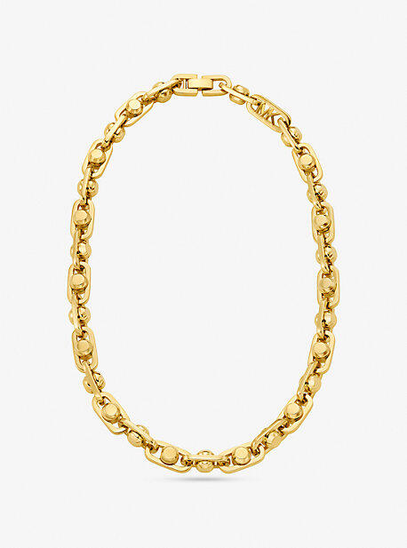 MK Astor Large Precious Metal-Plated Brass Link Necklace - Gold - Michael Kors