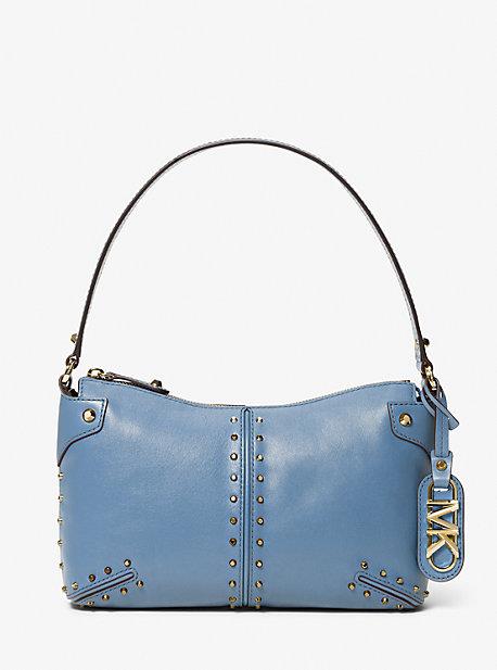 MK Astor Large Studded Leather Shoulder Bag - Blue - Michael Kors