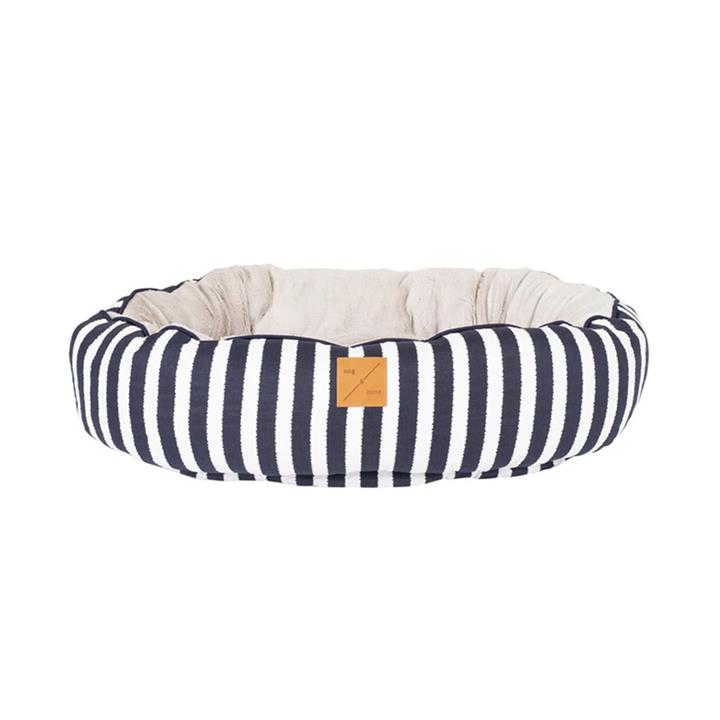 Mog & Bone 4 Seasons Reversible Dog Bed - Navy Hamptons Stripe - X-Large