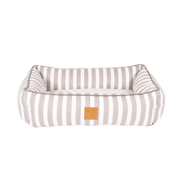 Mog & Bone Bolster Dog Bed - Latte Hamptons Stripe - Small