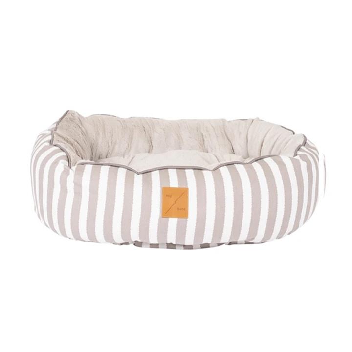 Mog & Bone 4 Seasons Reversible Dog Bed - Latte Hamptons Stripe - Large