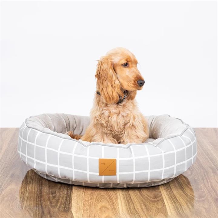 Mog & Bone 4 Seasons Reversible Dog Bed - Grey Check - Large