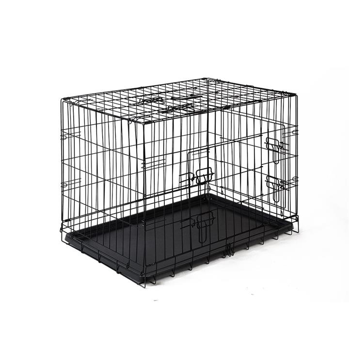 Portable Black Steel Rust-Resistant Dog Crate Foldable with Leak-Proof Trayze 36