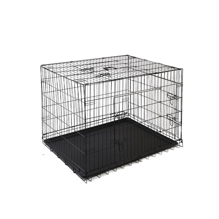 Portable Black Steel Rust-Resistant Dog Crate Foldable with Leak-Proof Trayze 48