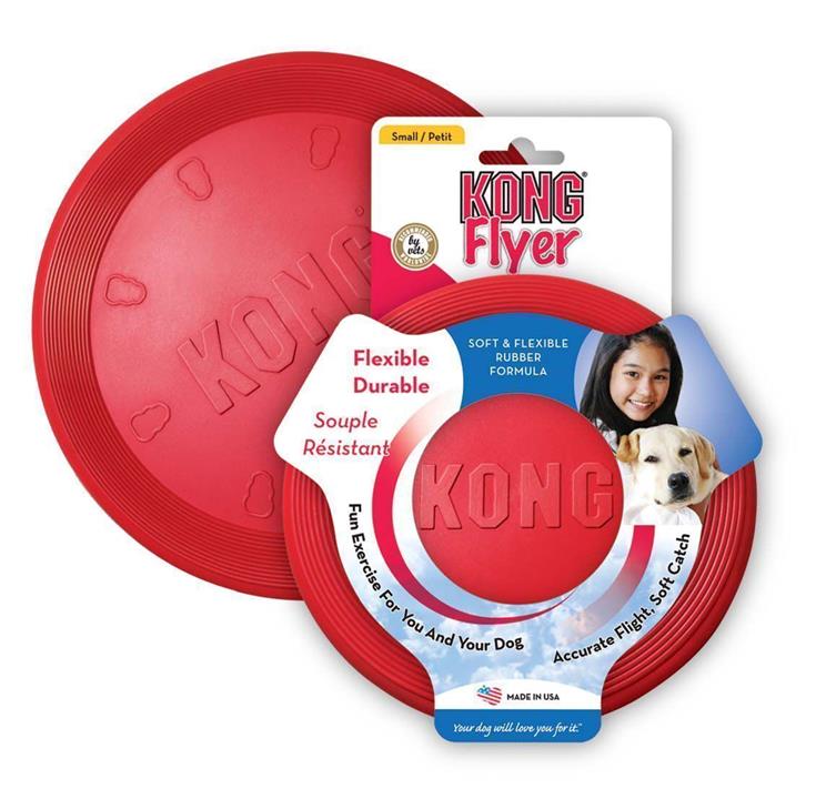 4 x KONG Flyer Frisbee Classic Red Non-Toxic Rubber Fetch Dog Toy