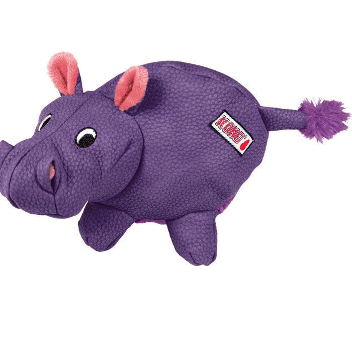 3 x KONG Phatz Textured Squeaker Dog Toy - Hippo - Small