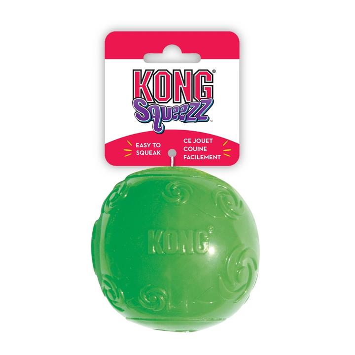 4 x KONG Squeezz Multi-Textured Fetch Squeaker Rubber Dog Ball - Large