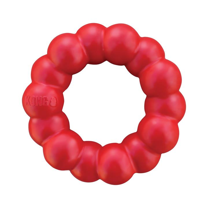 3 x KONG Natural Red Rubber Ring Dog Toy for Healthy Teeth & Gums - Medium/Large