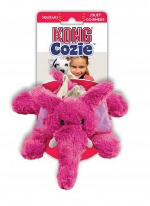 3 x KONG Cozie - Low Stuffing Snuggle Dog Toy - Elmer Elephant - Medium