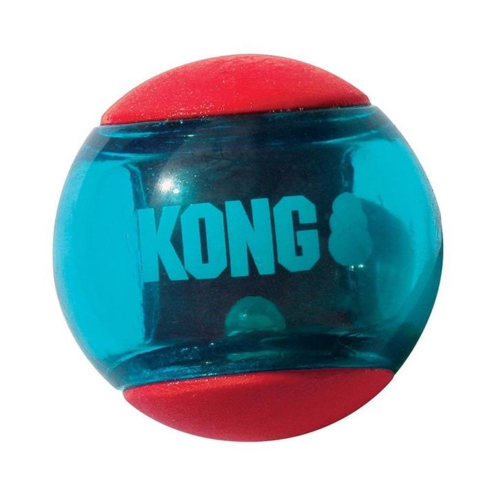 3 x KONG Squeezz Action Multi-textured Red Rubber Ball Dog Toy - Small