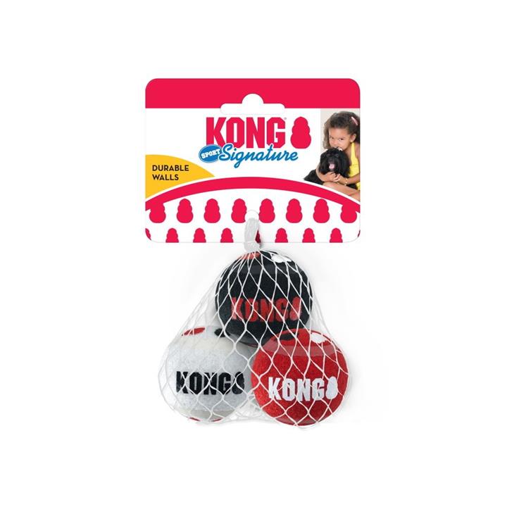 3 x KONG Signature Sport Balls Fetch Dog Toys - 3 pack of Small Balls