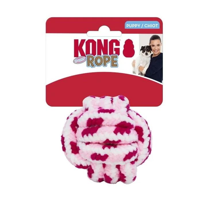 3 x KONG Rope Knot Ball Fetch Dog Toy for Puppies - Assorted Colours - Large