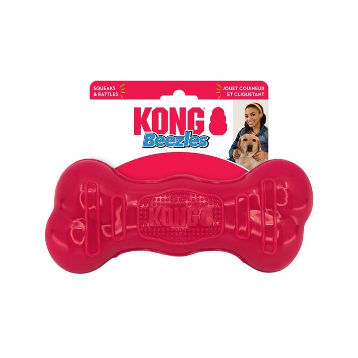 4 x KONG Beezles Squeaker & Rattle Fetch Bone Dog Toy Assorted Colours