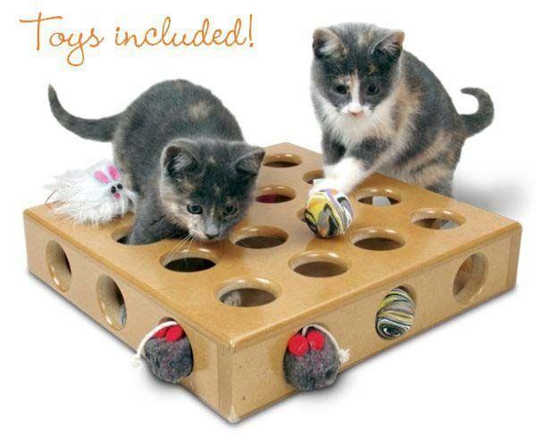 SmartCat Peek-and-Prize Large Toy Box Interactive Wooden Cat Toy