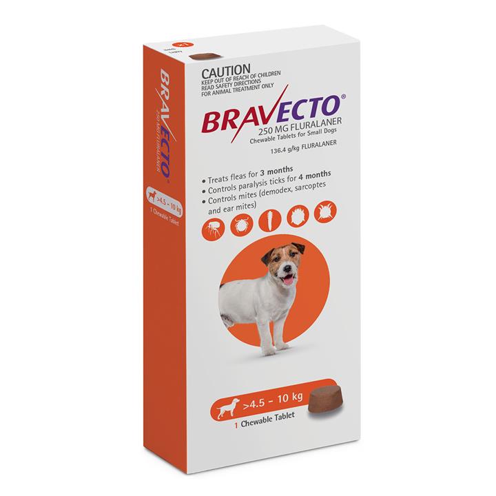 Bravecto Small Dog Orange 4.5-10kg Single Chew Flea & Tick Control - Small