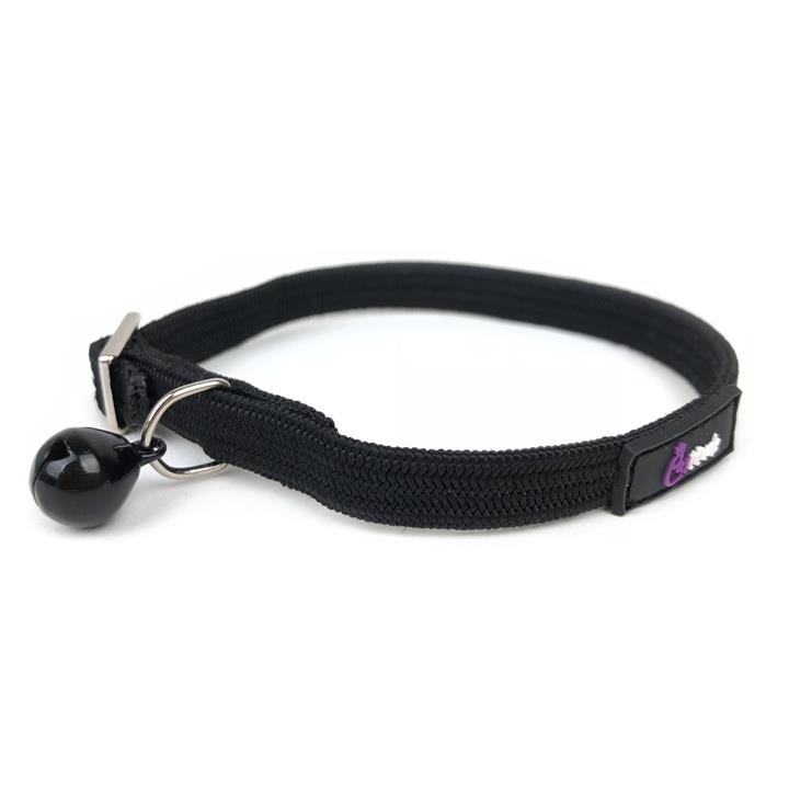Cattitude Flexi Stretch Safety Cat Collar with Bell - Black