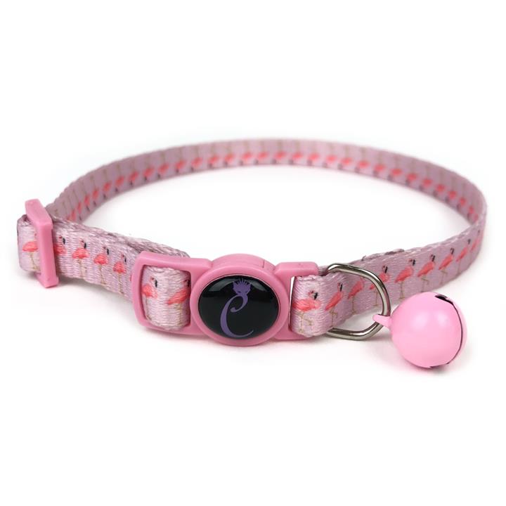 Cattitude Cat Collar with Breakaway Safety Clip & Bell - Flamingo