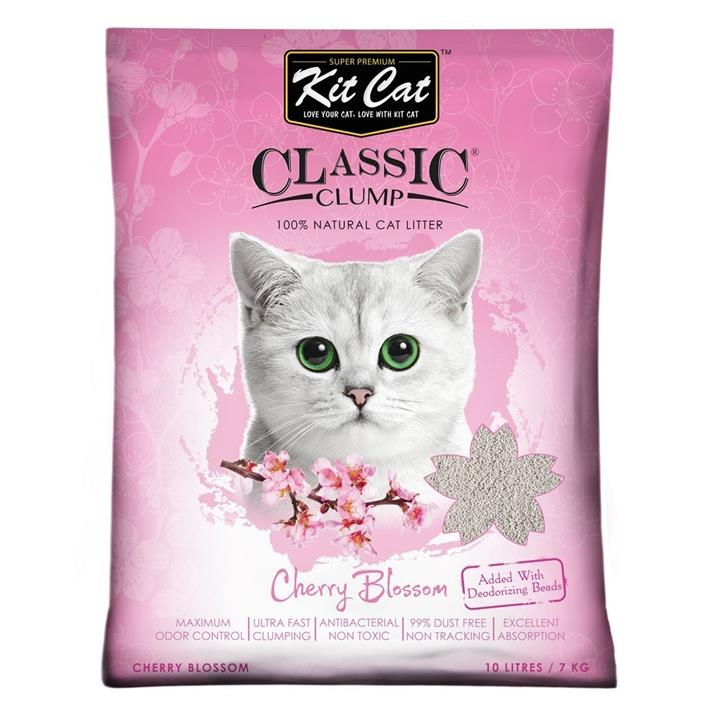 Kit Cat Ultra Fast Classic Clumping Bentonite Cat Litter 10 litres/7kg - Cherry Blossom