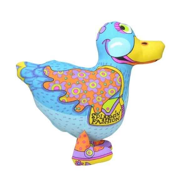 Petstages Madcap Splashin Fashion Duck Plush Squeaker Canvas Dog Toy