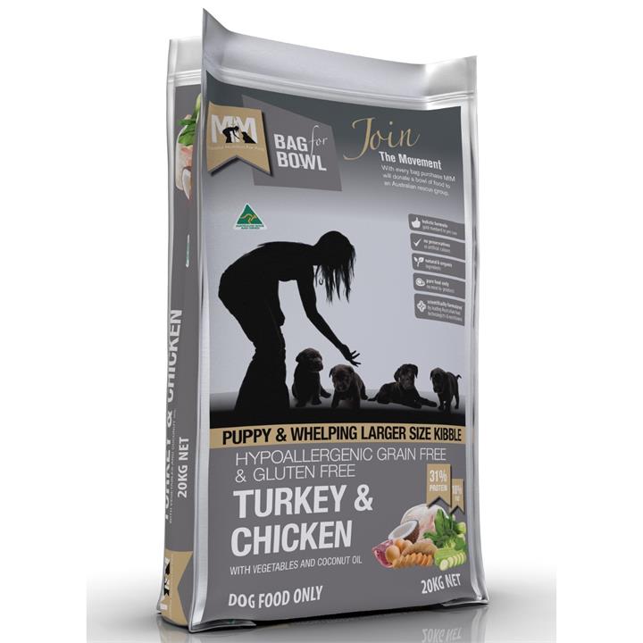 Meals for Mutts Turkey & Chicken Grain Free Larger Kibble for Puppies - 20kg