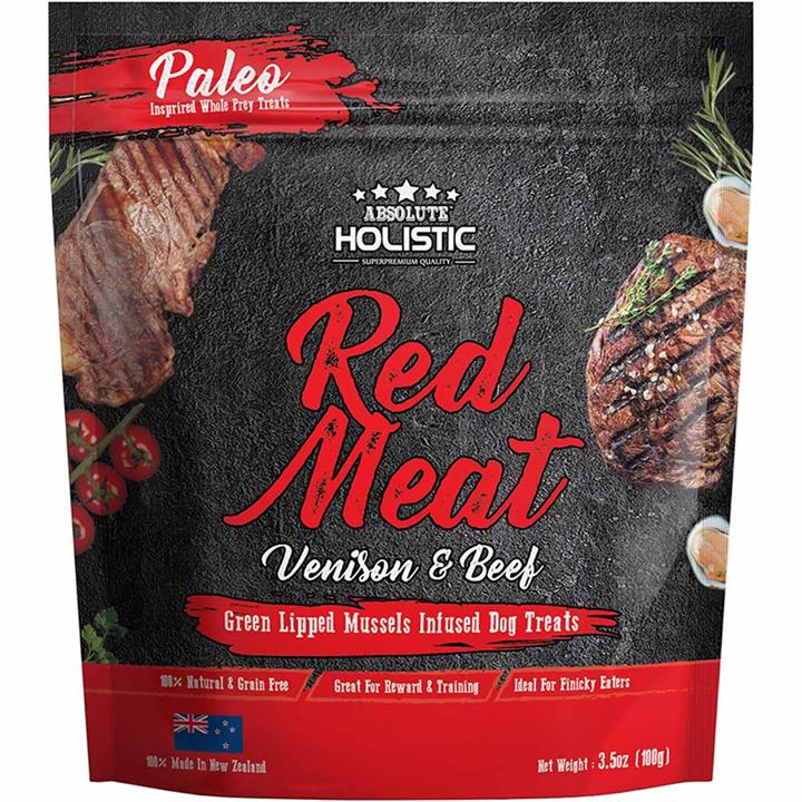 Absolute Holistic Air Dried Dog Treats Red Meat Beef & Venison 100gm