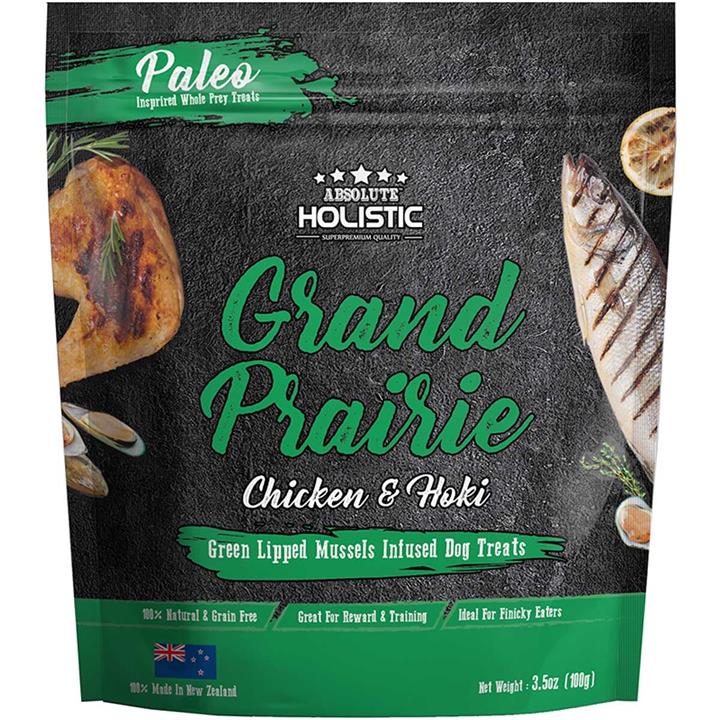 Absolute Holistic Air Dried Dog Treats Grand Prairie Chicken & Hoki 100gm