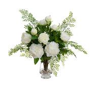 65Cm Peony Artificial Plant Arrangement In Glass White Large