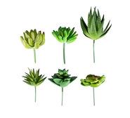 Set Of 6 Artifical Succulent Stems Plants Green