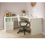 Como Corner Desk White 2 Drawer