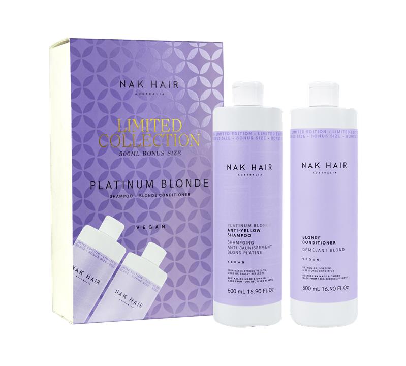 Nak Platinum Blonde Anti-Yellow Shampoo and Conditioner 500ml Duo Pack