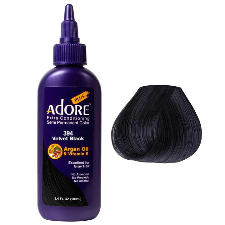 Adore Plus Semi Permanent Hair Colour - Velvet Black 394 100ml