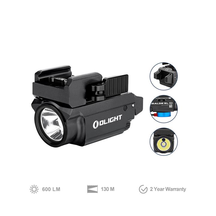 Olight Baldr RL Mini 600 lumens Tactical Flashlight/Red Laser Combo - Black