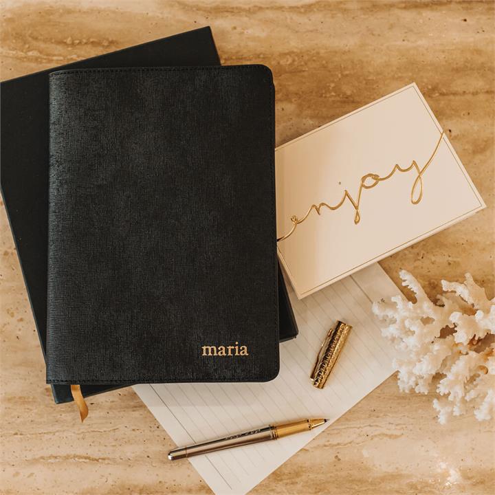 Personalised Black Saffiano A5 Notebook Holder