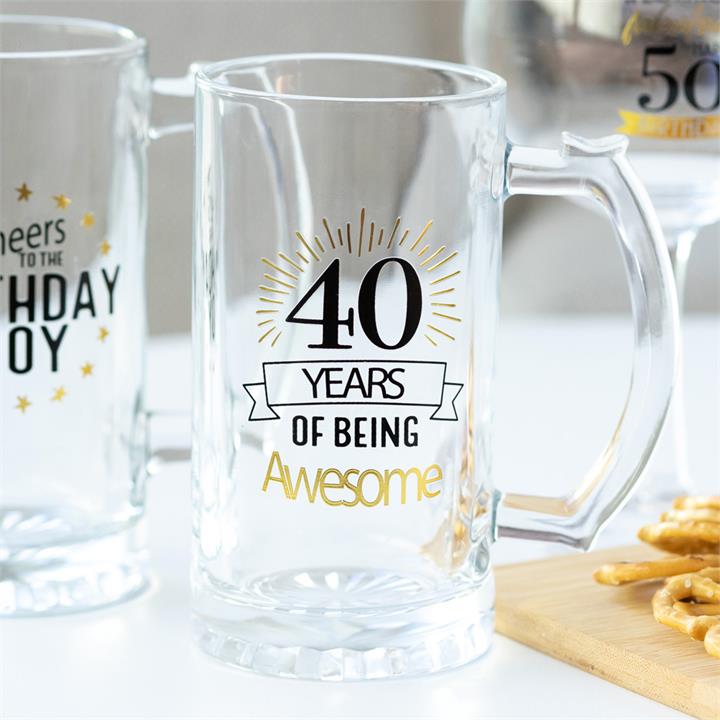 40th Birthday Celebration Beer Glass