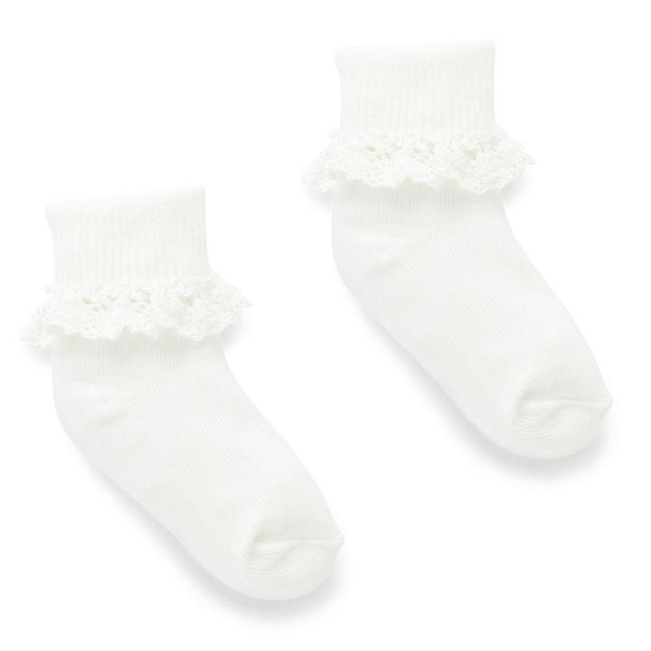 Purebaby Baby White Lace Socks