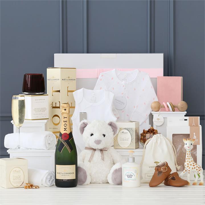 Iconic Baby Girl Essentials Hamper with Moët