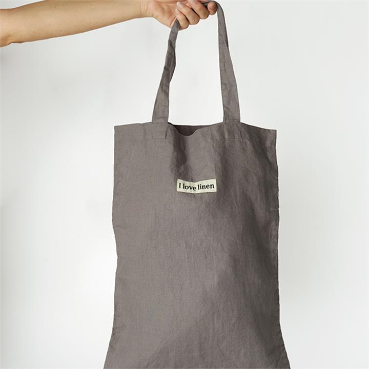 French Linen Market Bag in Warm Grey I Love Linen