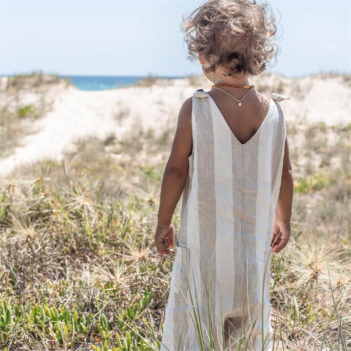 Mini Scout Jumpsuit in Natural Thick Stripe I Love Linen