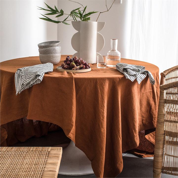 French Linen Table Cloth in Ochre I Love Linen