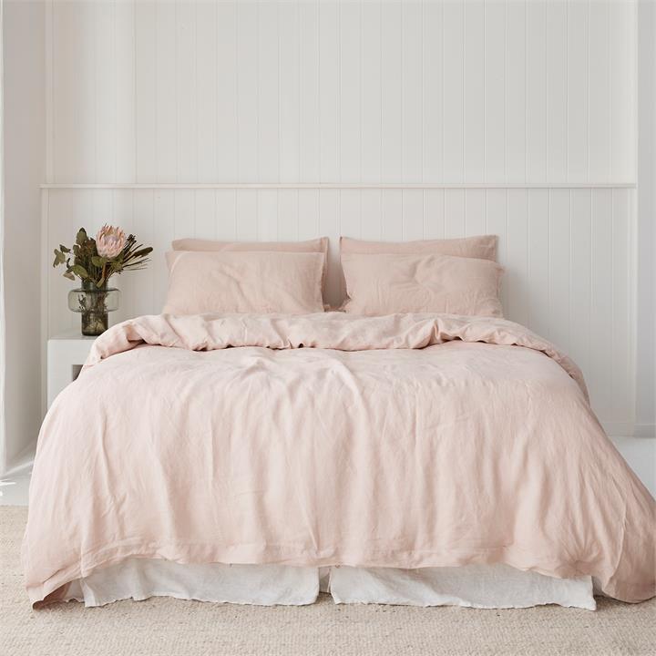 100% pure French linen quilt cover in Blush I Love Linen