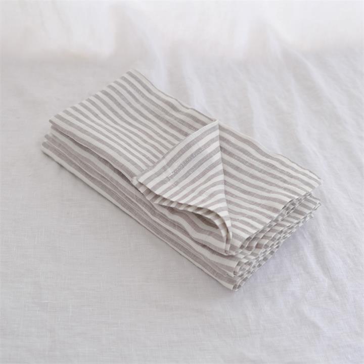 Pure French linen Napkins in Soft Grey Stripes (set of 4) I Love Linen