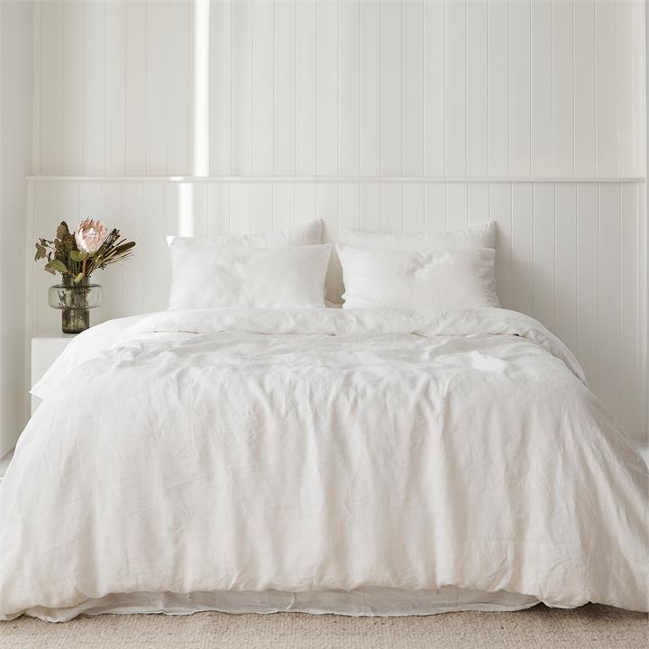 100% pure French linen quilt cover in White I Love Linen
