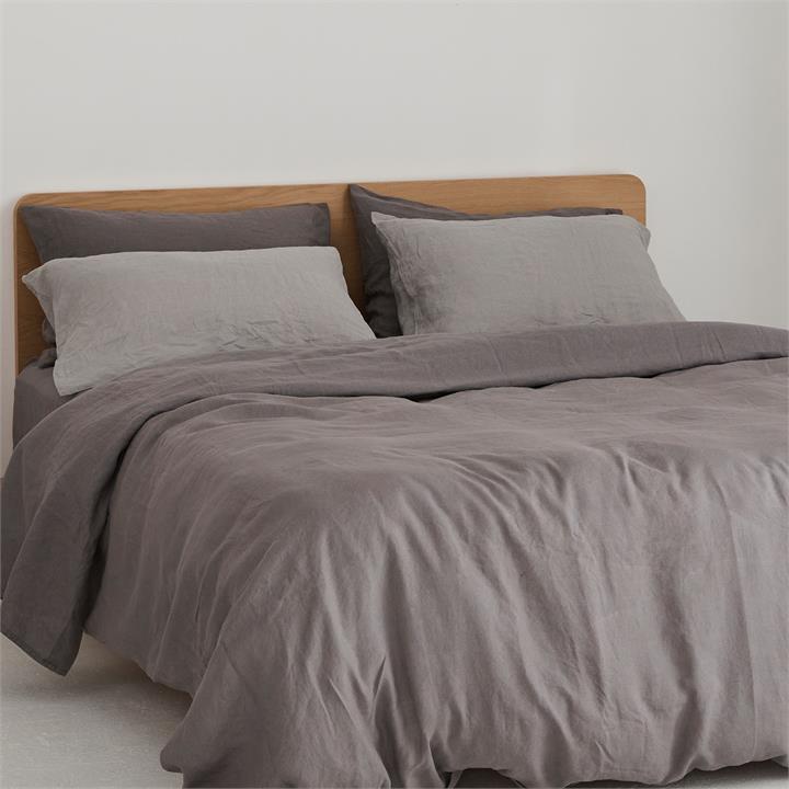 100% pure French linen quilt cover in Warm Grey I Love Linen
