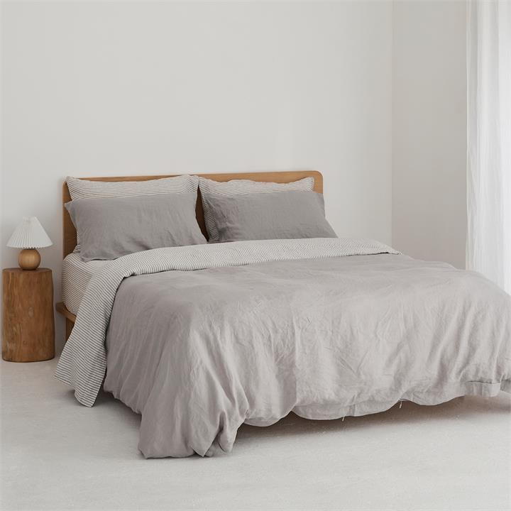 100% pure French linen quilt cover in Soft Grey I Love Linen