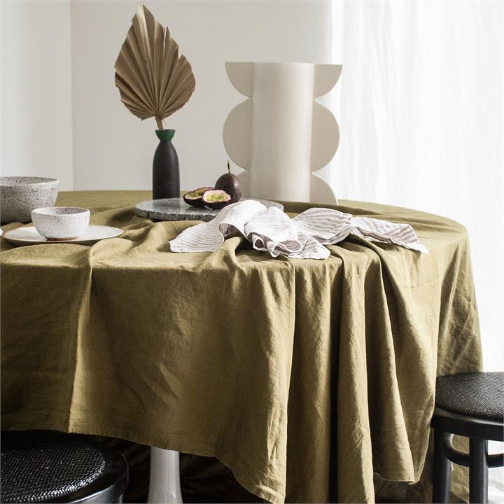 French Linen Table Cloth in Olive I Love Linen