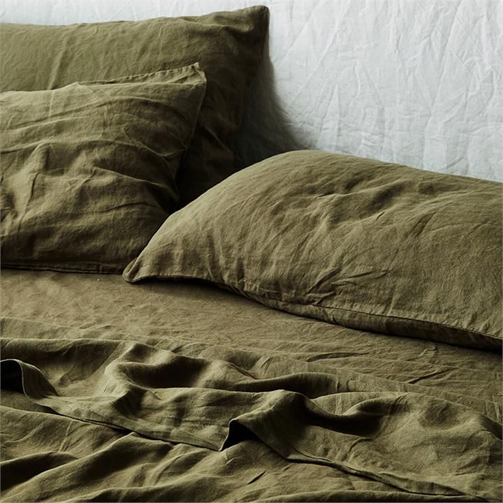 100% pure French linen Sheet Set in Olive I Love Linen