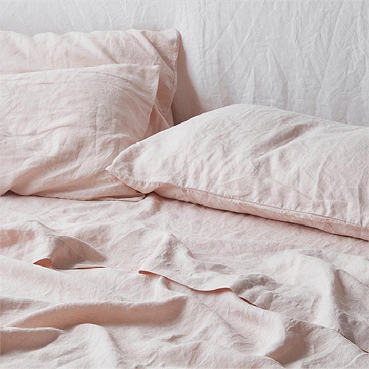 French linen flat sheet in Blush I Love Linen