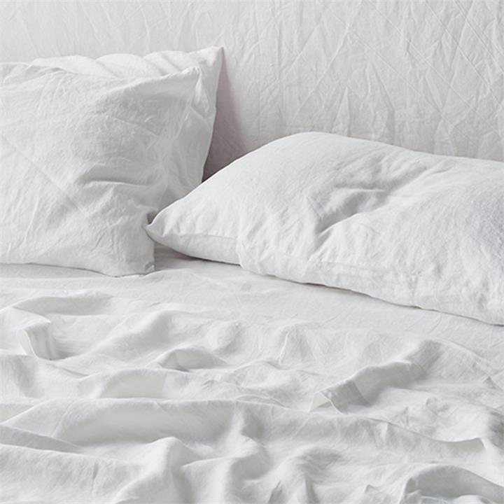 French linen flat sheet in White I Love Linen