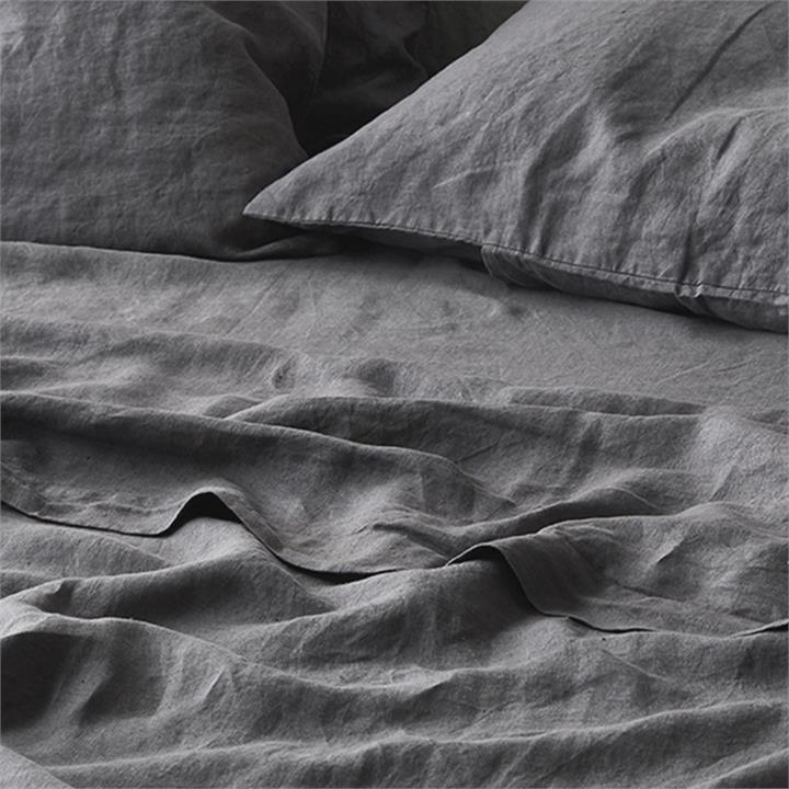 French linen flat sheet in Warm Grey I Love Linen